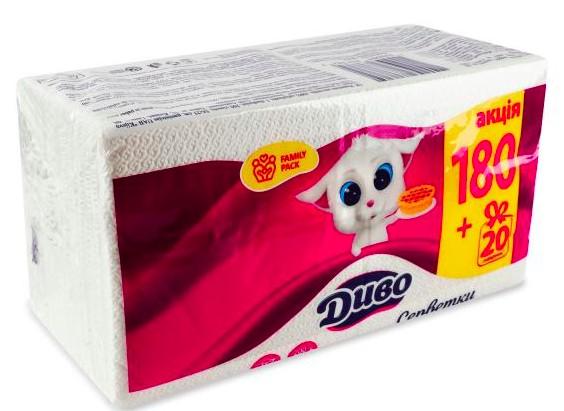 ДИВО серв. папер. 1-шарові 230*240, в п/п упаковці 200шт білі (180+20)